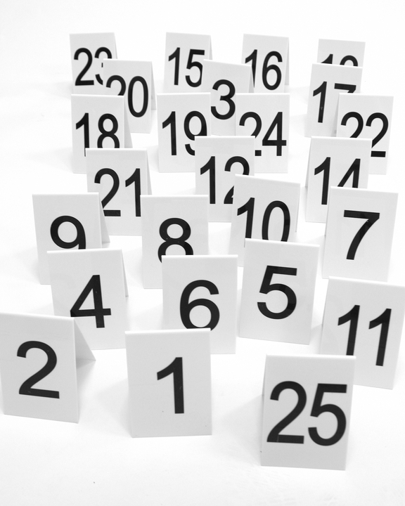 Number boards from 1-25